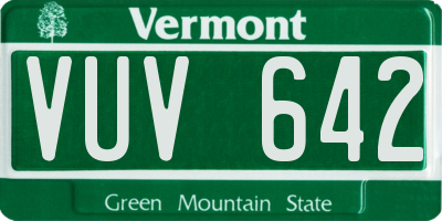 VT license plate VUV642