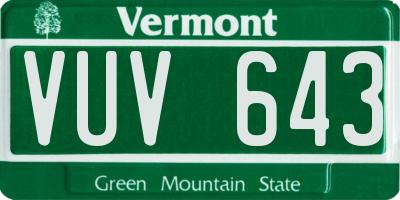 VT license plate VUV643