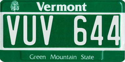 VT license plate VUV644