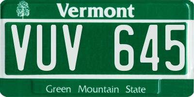 VT license plate VUV645