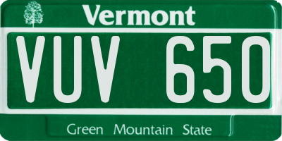VT license plate VUV650