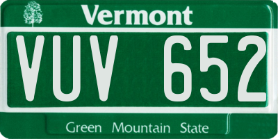 VT license plate VUV652