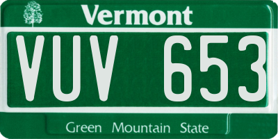 VT license plate VUV653