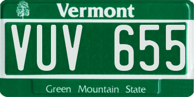 VT license plate VUV655