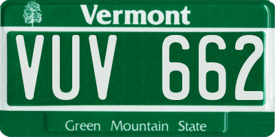 VT license plate VUV662