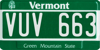 VT license plate VUV663