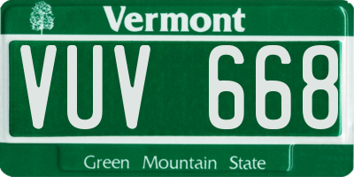 VT license plate VUV668