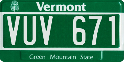 VT license plate VUV671