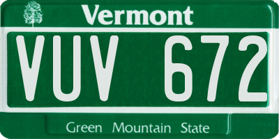 VT license plate VUV672