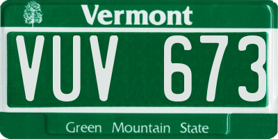 VT license plate VUV673