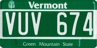 VT license plate VUV674