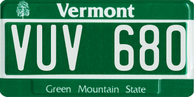 VT license plate VUV680