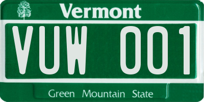 VT license plate VUW001