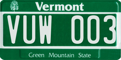 VT license plate VUW003