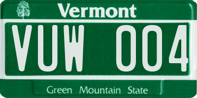 VT license plate VUW004