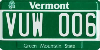 VT license plate VUW006