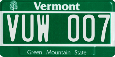 VT license plate VUW007