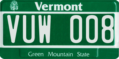 VT license plate VUW008