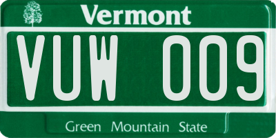 VT license plate VUW009