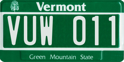 VT license plate VUW011
