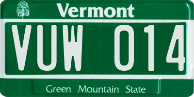 VT license plate VUW014