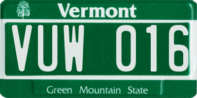 VT license plate VUW016