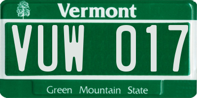 VT license plate VUW017