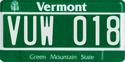 VT license plate VUW018