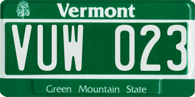 VT license plate VUW023