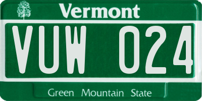 VT license plate VUW024