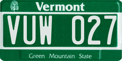 VT license plate VUW027