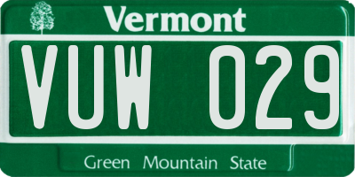 VT license plate VUW029