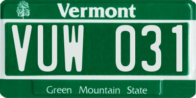 VT license plate VUW031