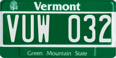 VT license plate VUW032