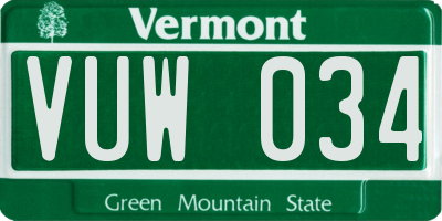 VT license plate VUW034