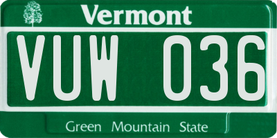 VT license plate VUW036