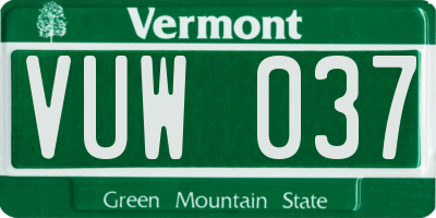 VT license plate VUW037