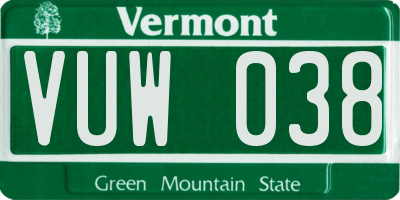 VT license plate VUW038