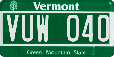 VT license plate VUW040