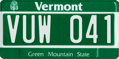 VT license plate VUW041