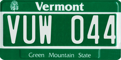 VT license plate VUW044