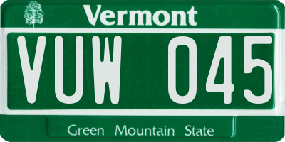 VT license plate VUW045