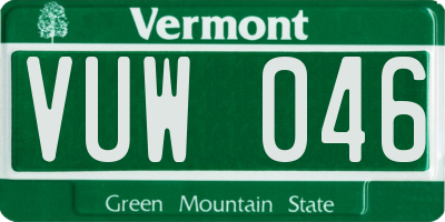 VT license plate VUW046