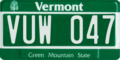 VT license plate VUW047