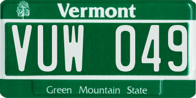 VT license plate VUW049