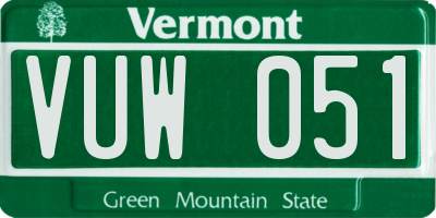VT license plate VUW051