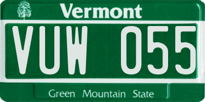 VT license plate VUW055