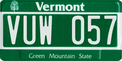 VT license plate VUW057