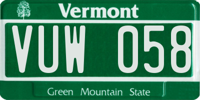 VT license plate VUW058