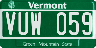VT license plate VUW059